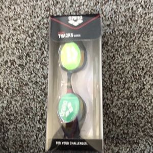 Arena Racing Tracks mirrored swim goggles. NWOT.